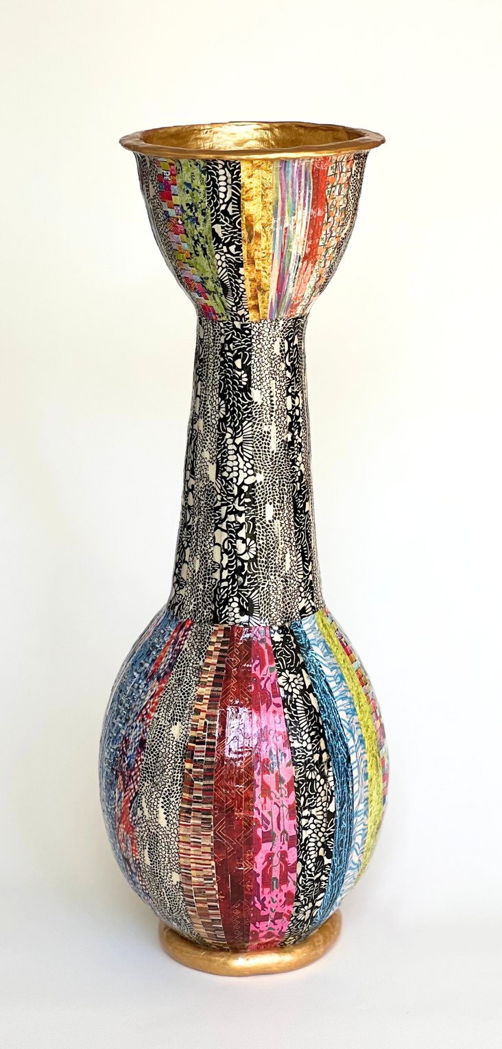 Martha Siegel Studio Vessels Artist Bio Featured Works Paper-mache papier-mâché collage art studio RISDCraft RISD alumni vessel expensive famous artist 15 15"